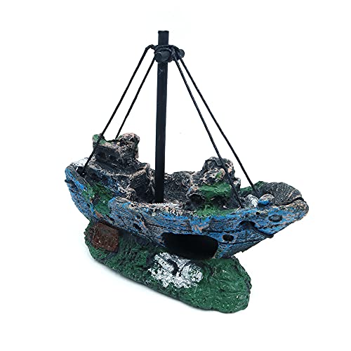Tiardey Resina Barca da Pesca Acquario Ornamento