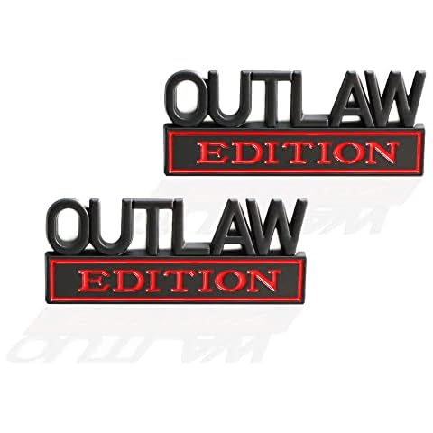 CARRUN 2 Pcs Outlaw Edition Emblem 3D Metal Badge Decal Sticker Fit for Universal Car Truck SUV Side Rear Front Hood Trunk Door (Black Red) Cover