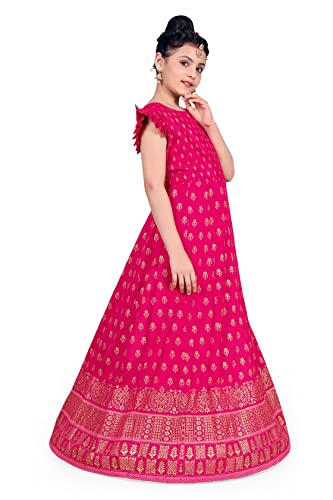 Image of Jwalin Girls Maxi Dress (JWGDRS00049 PNK 40 PINK 13 Years-14 Years)