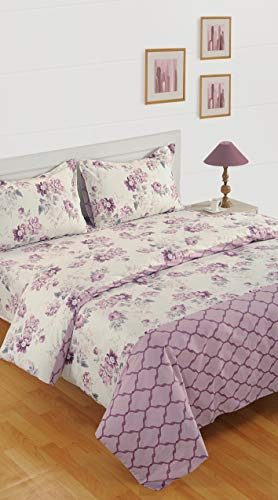 Image of Swayam Mercerized Pure Cotton Single Bedsheet with 1 Pillow Cover | Size 60 x 90 inch | 250 TC | Floral Design | Soft Breathable Bed Sheet | Comfortable & Durable for Bedroom - Pink