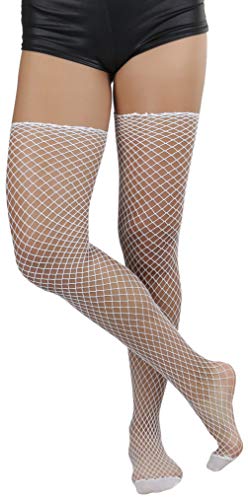Image of ToBeInStyle Women's Seductive Punk Rock Basic Unfinished Rawedge Fishnet Thigh Highs