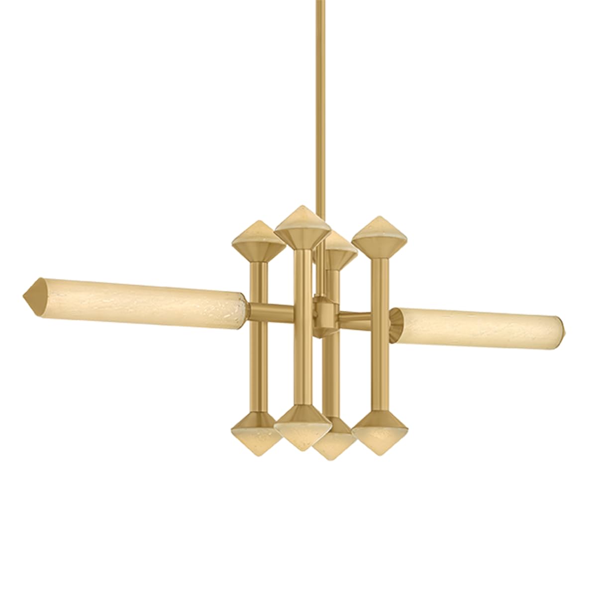 Hydra 10-Light Linear | Vogue & Modern Style | Vintage Brass Finish | Glass Shade | Damp-Rated for Bathroom Use | Adjustable Hang Height 24-57" | 11" L Linear Silhouette | -VB by