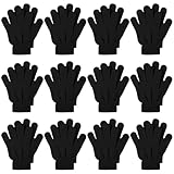 Cooraby 12 Pairs Kid's Winter Magic Gloves Children Stretchy Warm Magic Gloves Boys or Girls Knit Gloves for 6-12 Years