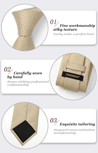 Image of HISDERN Polka Dot Ties for Men Classic Silk Ties and Pocket Square Formal Business Necktie Handkerchief Wedding Party