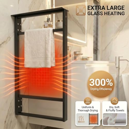 Glass-Panel-Electric-Towel-Warmer-with-Top-Shelf-Wall-Mounted-Large-Infrared-Heated-Towel-Rack-with-Storage-Tray-3-Temperature-Settings-24H-Timer-Safe-Bathroom-Towel-DryerEB01-Black