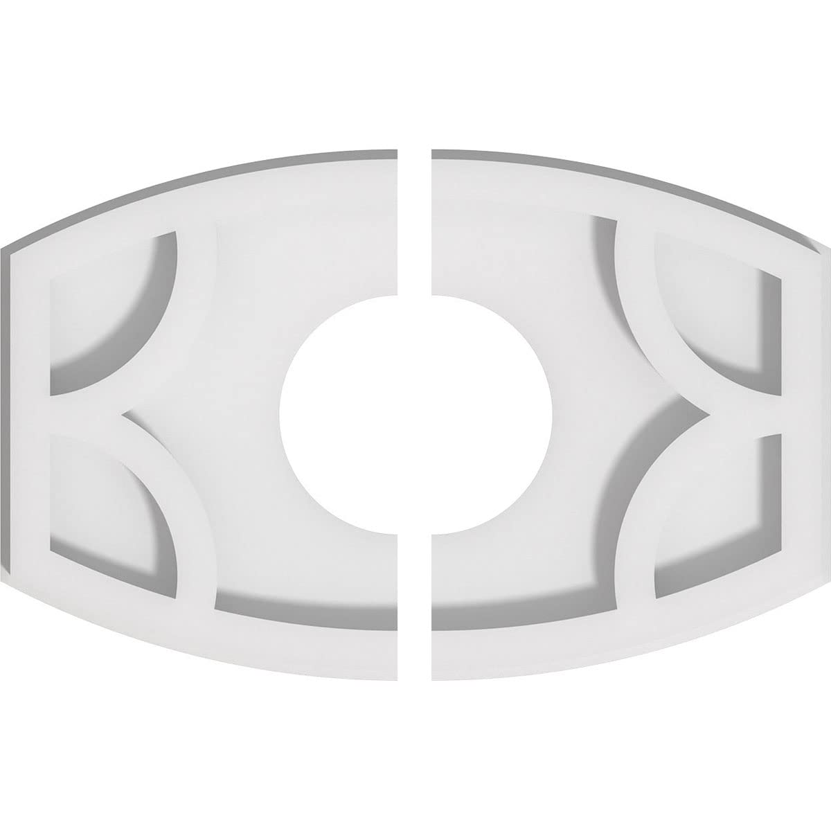 Ekena Millwork CMP10X6KY2-03000 Kailey Architectural Grade PVC Contemporary, Two Piece Urethane Ceiling Medallions 10"W x 6 5/8"H x 3"ID x 5 1/4"C x 1"P