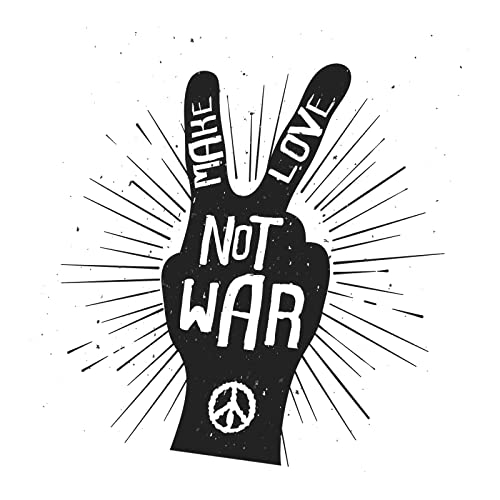 Tableau Décoratif Toile Imprimée Make Love Not War Vintage Peace Signe