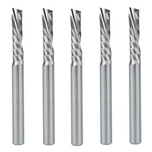BERWENNY 10pc 3.175mm Left-Spiral Carbide Milling Cutter Down Cut 1Flute Router Bit CNC End Mill (Dimensions : 10Pcs 3.175x15)