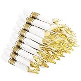 Supernal 60 Pack Pre Rolled Napkins with Gold Plastic Silverware, Premium Disposable Gold Wrapped Cutlery Set Includes: 60 Forks 60 Knives 60 Spoons 60 Napkin for Party
