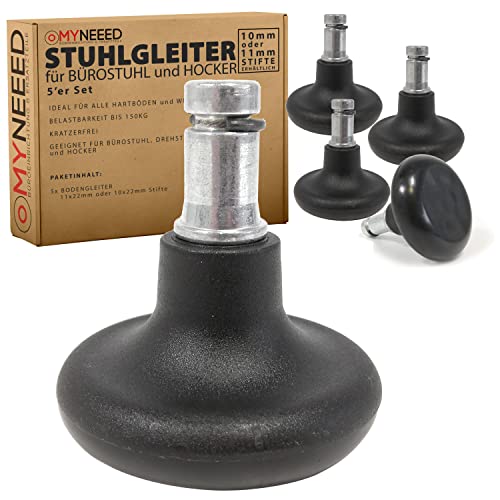 MYNEEED Patins pour chaise de bureau - Pour tous les revêtements de sol - Patins de chaise pour chaise pivotante - Anti-rayures et stable - Remplacement pour roulettes de chaise - Certifié TÜV &GS Cover