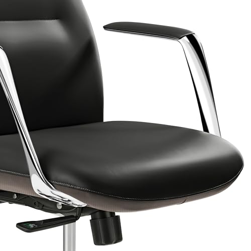 Image of EUREKA ERGONOMIC Royal Slim Executive High Back Black Leather Office Chair, Home Desk Chair for Adults, Big and Tall with Wheels, Swivel Rolling