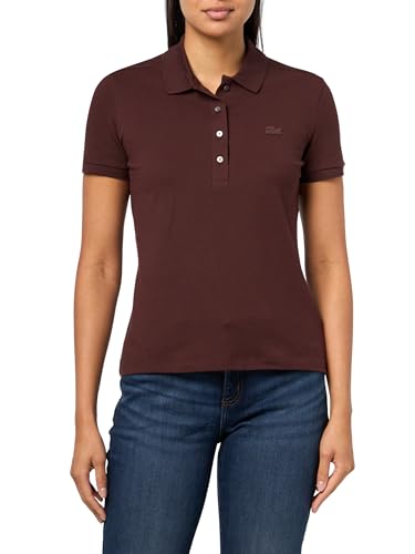 Lacoste Camisa polo feminina L.12.d Slim Fit Stretch Mini Piqué, Vermute vermelho, 34