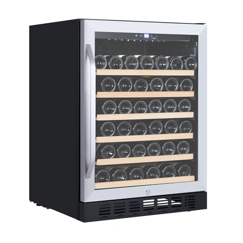 24 in Wine Cooler Refrigerator - 46 Bottle Capacity, Stable Temperature Control, Digital Control Panel, Stainless Steel & Tempered Glass, Safety Lock