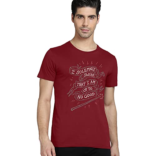 Image of Free Authority Harry Potter Printed Regular Fit Maroon Cotton Men's T-Shirt