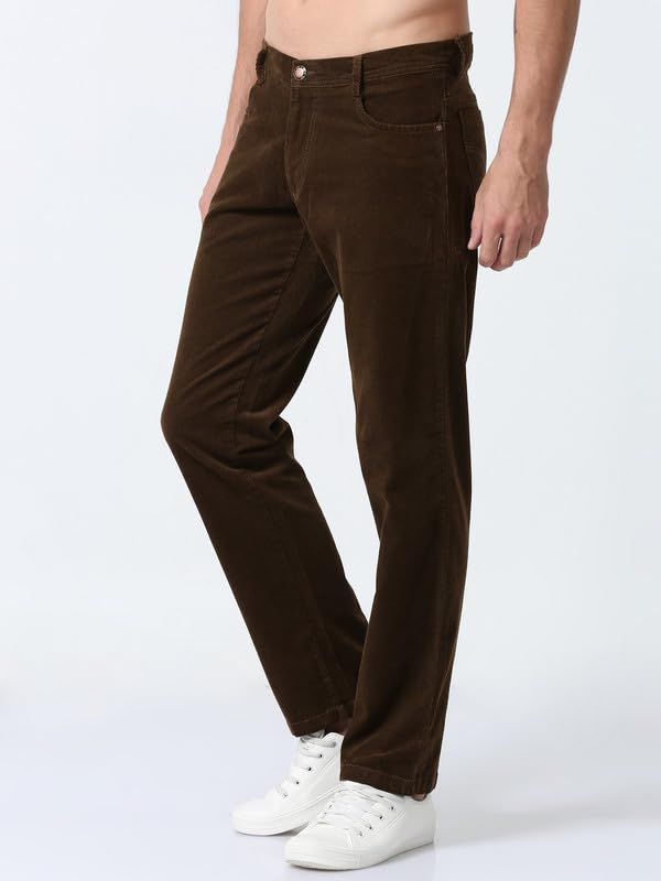Image of NEVER NEUD Men's Corduroy Trousers | Stylish Straight Fit 4 Pocketed Corduroy Pants for Men | 98% Cotton 2% Elastane | Mid Rise | Comfortable Casual Regular Fit Pants | Button Closure