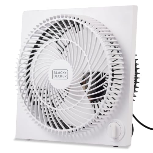 BLACK+DECKER 9-Inch Frameless Box Fan, 3-Speed Settings, BFB09W, White - image 1