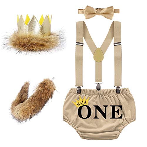 MYRISAM Conjunto de corbatín para bebé con diseño de cola de corona, para 1er cumpleaños, diseño de Bloomers Cover