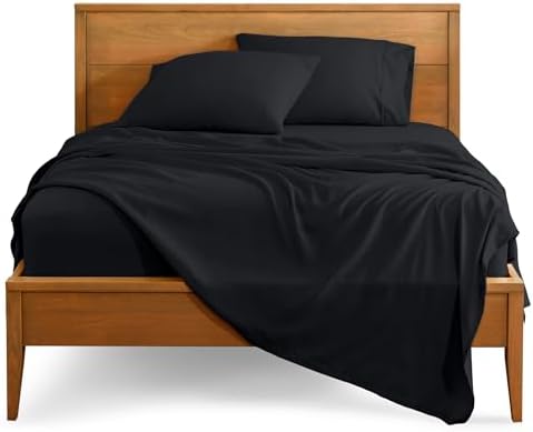 Bare Home Full Sheet Set - Luxury 1800 Ultra-Soft Microfiber Full Bed Sheets - Double Brushed - Deep Pockets - Easy Fit - 4 Piece Set - Bedding Sheets & Pillowcases (Full, Black)