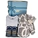 Hellobox Baby Geschenk mit Babydecke, Spielzeug, Lauflernschuh und Babybody (Blau)