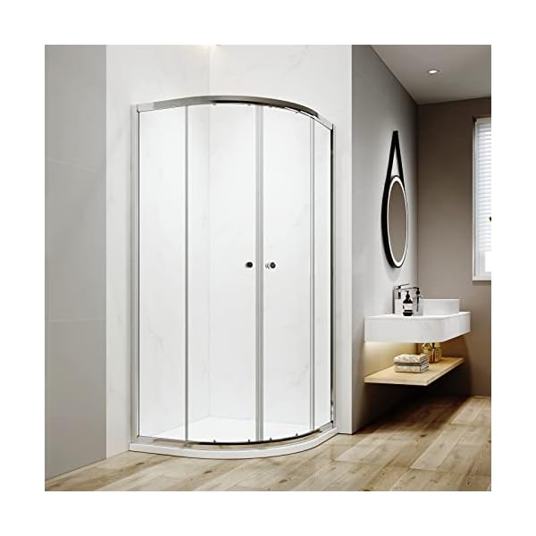 EMKE Viertelkreis Duschkabine 80x80 cm Runddusche Duschabtrennung Schiebetür Duschtrennwand Duschtür Eckeinstieg Duschkabinen Schwingtür Duschwand Rund Dusche 80 cm