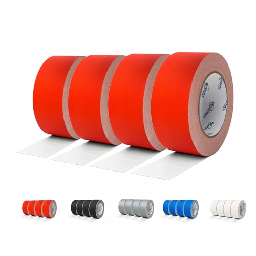 Fetefest Gaffers Tape Red 4 Rolls Pack in Bulk Heavy Duty, 2" x30Yards Each, Professional Grade Gaffer Tape, Non-Reflective No Residue Hand Tear Self-Adhesive (Red, 4 Rolls)