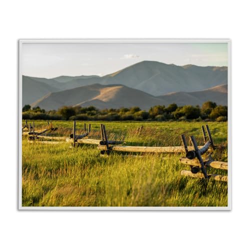 'Grassland Farm Fence Countryside Sunny'| Framed Giclee Art