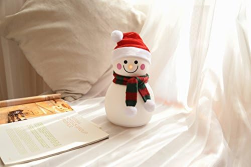 LED Snowman Cute Baby Night Light Kids Lamp 7 Colour Changing with Music Portable Silicone Light USB Chargeable Night Lamp for Children Toddler Newborn Bedside Touch Nightlight Christmas Gift for Girl