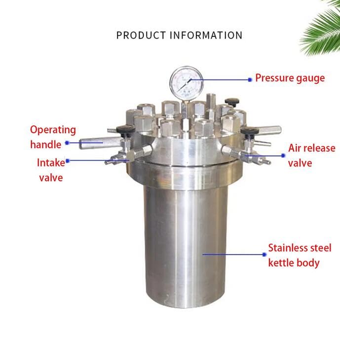 Stainless Steel High Pressure Reactor, Hydrogenation Kettle Laboratory Vacuum High Temperature Hydrogenation Tank (1000ml)