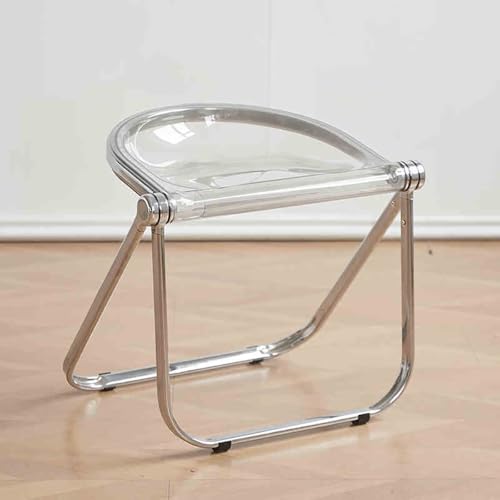 YHDMDQ Sedia Pieghevole Acrilica, Sgabello Pieghevole Trasparente Senza Braccioli, Sedia Ergonomica, Sgabelli Pieghevoli Portatili per Casa Ufficio Soggiorno Cucina Esterni Interni(Clear)