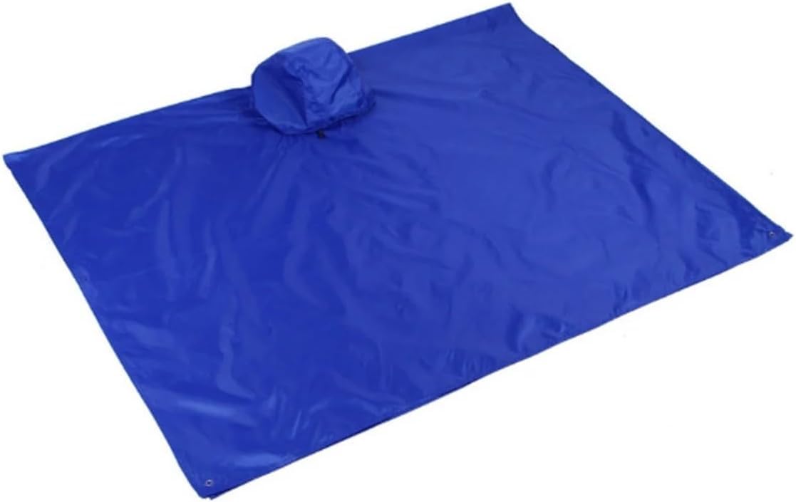 Poncho De Pluie 3 en 1 Pare-Soleil Portable Camping Bâche Tapis De Sol Imperméable Extérieur Imperméable Pluie Poncho Sac à Dos Housse pour Pique-de Randonnée, Blue