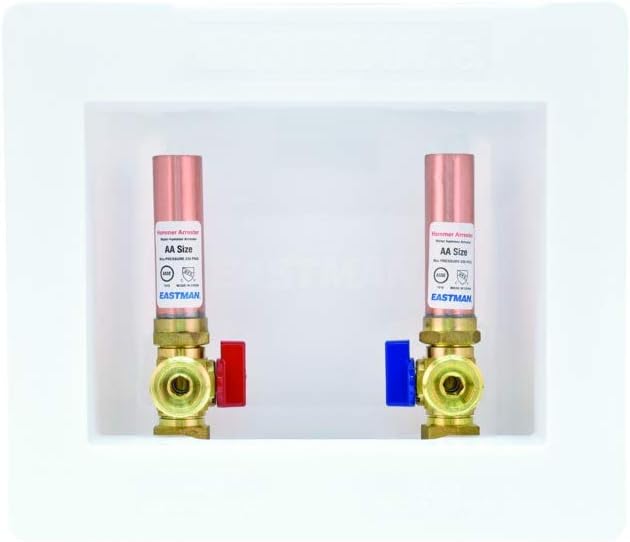 Buy 1 get 1 🔥 Eastman 60247, White Center Drain Washing Machine Outlet Box with Hammer Arrestors, 1/2 inch Crimp PEX