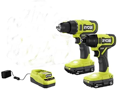 RYOBI ONE+ 18V Cordless 2-Tool Combo Kit with Drill/Driver, Impact Driver, (2) 1.5 Ah Batteries, and Charger (RENEWED)