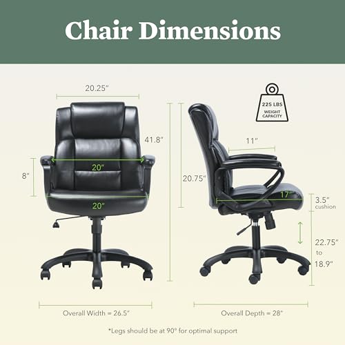 Image of HON Sadie Executive Chair, Leather Ergonomic Office Chair with Adjustable Arms and Back Support, 360 Swivel, Black