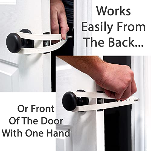 Flexlatch Cat Door Holder Latch - Bright White Cat Door Alternative Installs Fast Flex Latch Strap Let's Cats In And Keeps Dogs Out Of Litter & Food. Safe Baby Proof One Piece No Measuring Extra Easy #TOP5