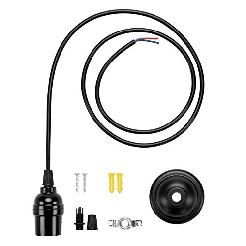 Mangsen Pendant Light Kit Cord E26 Edison Base Industrial Hanging Light Socket Lamp Holder with Adjustable 115cm Wire Screw in Bulb for Kitchen Room