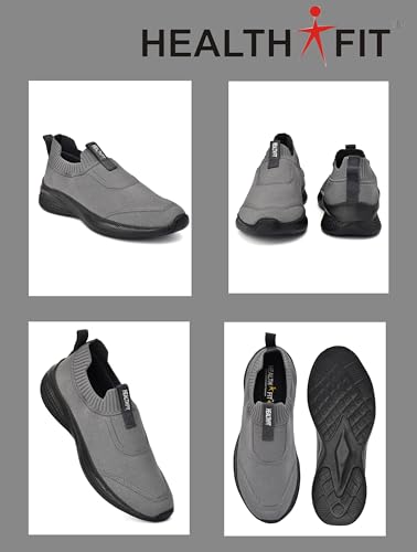 Image of HEALTH FIT Extra Soft Sports Shoes with Memory Foam Comfortable & Lightweight Breathable Without Lace for Walking Jogging Gym Shoes Cushion Casual Regular Wear Shoes for Men's Gent's HF728