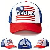 Yunfan 4th of July Hat 4th of July Accessories Adjustable Baseball Cap Snapback Mesh American Flag USA Hat Fourth of July Memorial Veterans Labor for Women Men Teen