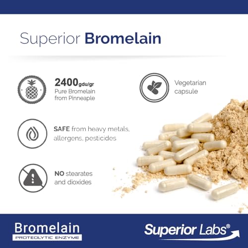 image for Superior Labs Bromelain 500mg – 2400 GDU/Gram Non-GMO Pineapple Enzy