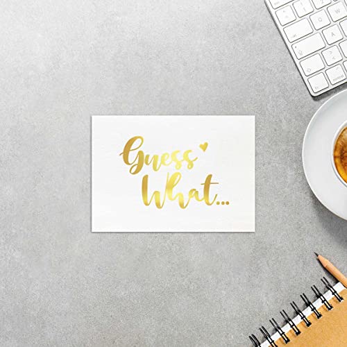 Image of MAGJUCHE Guess What Pregnancy Announcement Card, Gold Foil New Baby Card