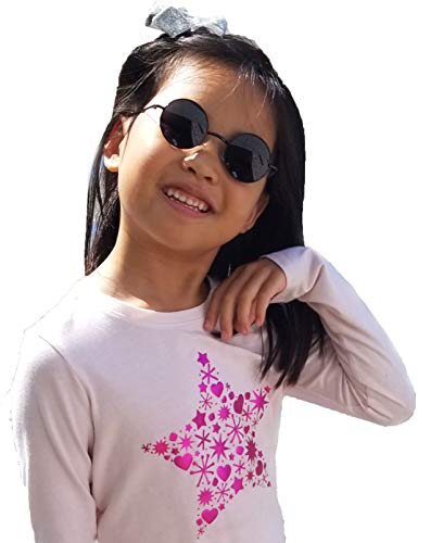 V.W.E. Kids Children Size Hippie Round Circle Lens UV400 Protection Metal Sunglasses (Age 3-12)3
