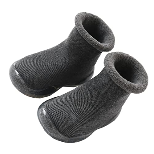 Levemolo Cotton Baby Socks Anti-Slip Long Toddler Socks Warm Footwear for Winter (Grey Size 22/23)
