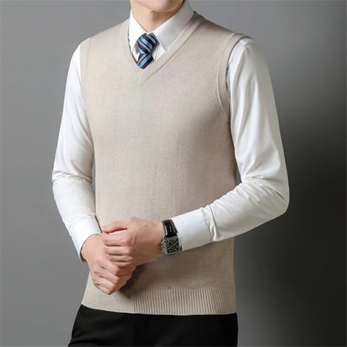 Men'S Solid Wool Vest Fall Winter Basic V-Neck Knitted Casual Sleeveless Vest4