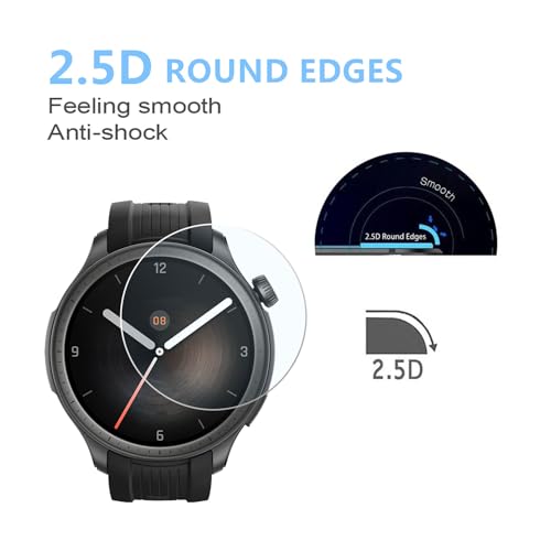 Aemus Screen Protector Compatible for Amazfit Balance SmartWatch (3 Pack) Clear Tempered Glass Film