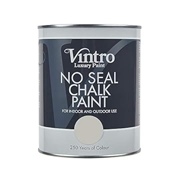 Vintro | No Seal Chalk Paint | Light Grey | Interior & Exterior Use | Furniture | Walls | Wood | Metal | 1 Litre (Tower Bridge)