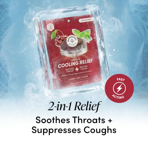 Image of Beekeeper's Naturals Throat Relief Menthol Cough Drops, Cherry Mint, 18 Ct