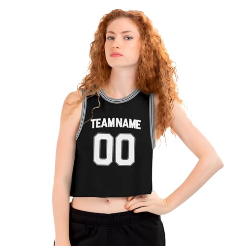 Ytuhloe Custom Basketball Crop Tank Top Jersey Icon Sleeveless Edition Personalized Basketball Shirt for Women Girls