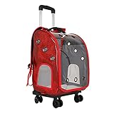 【Práctico y portátil】 El tamaño de este producto es de 36 * 28 * 44 cm. El paquete incluye: mochila y carrito.Por favor, medida el tamaño de su mascota y de reserva el espacio extra para sus mascotas antes de la compra, en caso de que el transportista no esté arreglado para su mascota.