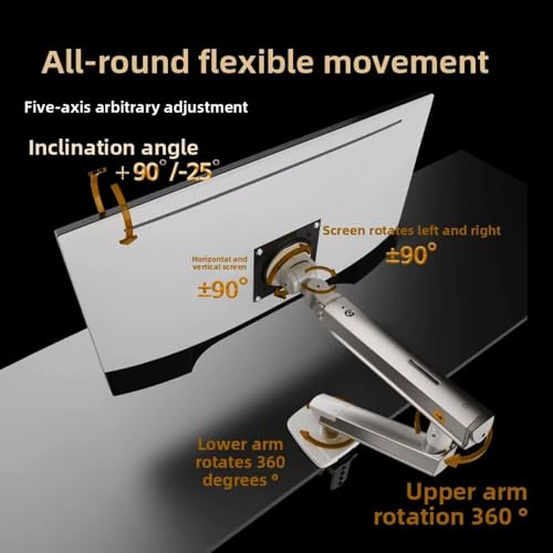 Image of NB Ergonomic 17-32 inch Monitor Desk Arm 360 Degree Movement Heavy Duty 2-12 kgs Load Capacity (Silver, Single Arm)