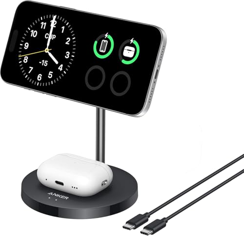 Anker Wireless Charging Stand, MagGo 2-in-1 Stand, Qi2 Certified 1...