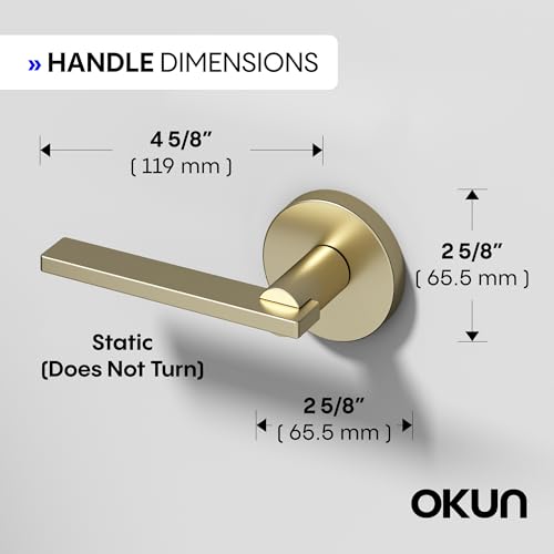 Okun Valli Dummy Door Handle, Brushed Champagne Gold Non-Turning Door Lever 1-Pack – Decorative Reversible Interior Handle for Closet, Pantry, Hallway & French Doors, Sleek Modern Design by Okun - Used condition - Image 5